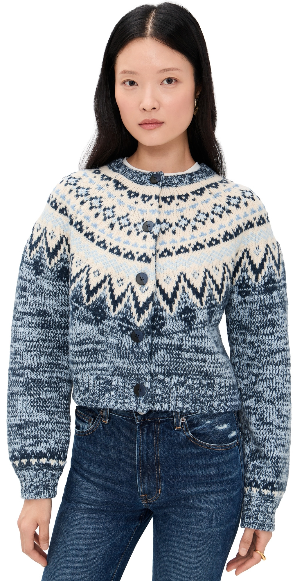 Z Supply North Sea Fair Isle Cardigan Blue Velvet Heather S | Shopbop