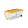 HDX 40 Gal. Tough Storage Tote with Wheels and Handle in Clear and Yellow 999-40G-WC-HDX | The Home Depot
