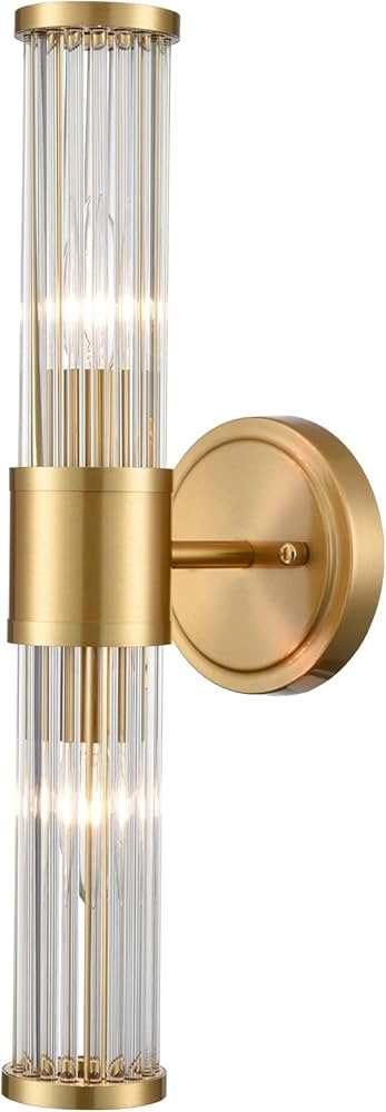 TENGIANTS Mid-Century Wall Sconces Brass Glass Rod Wall Light 2-Light Vanity Wall Lights Fixtures... | Amazon (US)