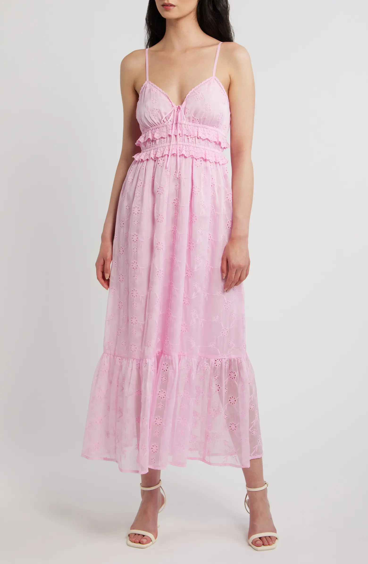 All in Favor Ruffle Hem Eyelet Dress | Nordstrom | Nordstrom