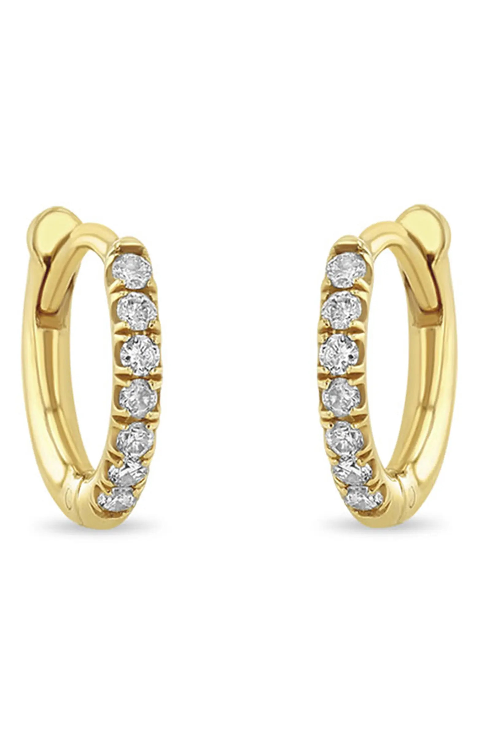 Zoë Chicco Small Diamond Pavé Hinge Huggie Earrings, 9mm | Nordstrom | Nordstrom