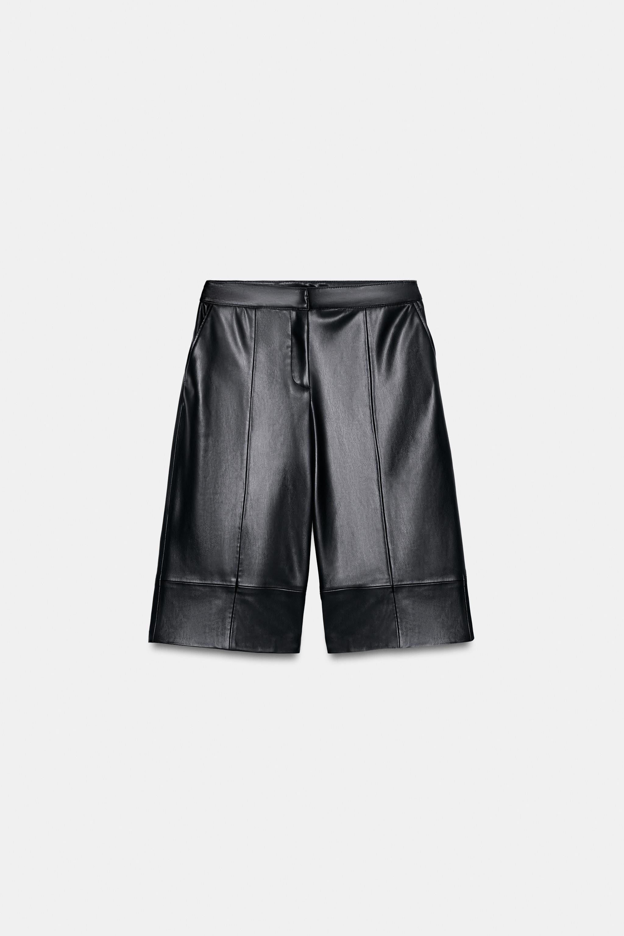 FAUX LEATHER LONG SHORTS | Zara US