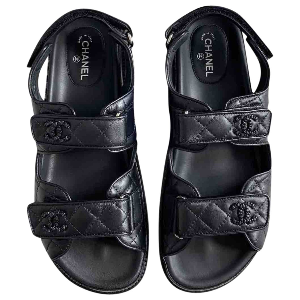 Chanel Dad Sandals Black Leather Sandals for Women 38.5 EU | Vestiaire Collective (Global)