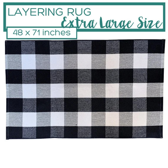 Doormat Layering Rug, Large Buffalo Check Entry Rug, Front Porch Rug, Buffalo Plaid Accent Rug, B... | Etsy (US)