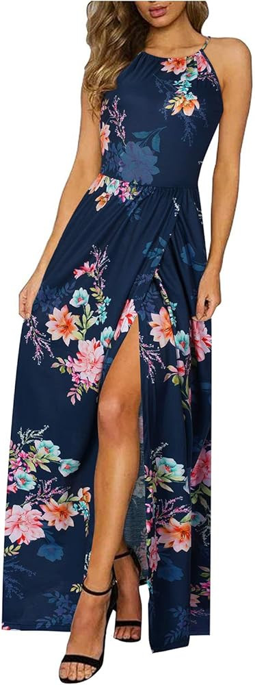 KILIG Women's Summer Floral Beach Flowy Split Maxi Long Dresses | Amazon (US)