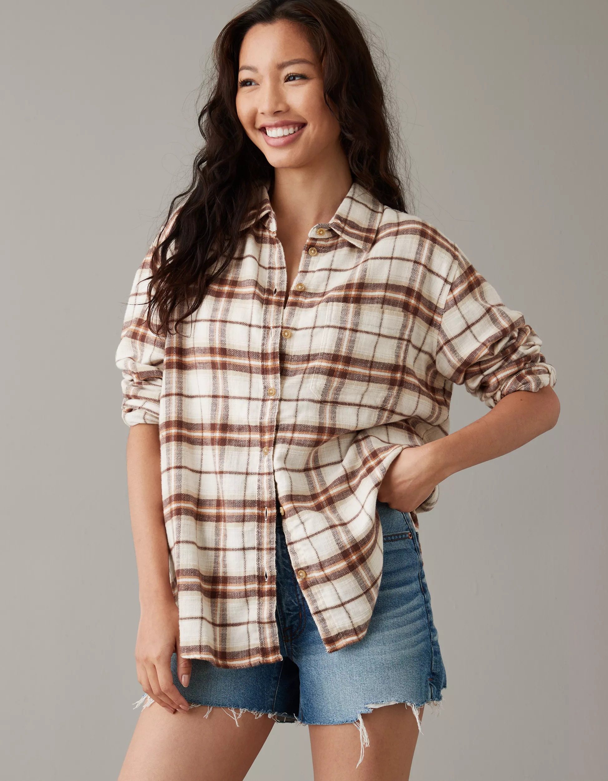 AE Oversized Plaid Flannel Shirt | American Eagle Outfitters (US & CA)