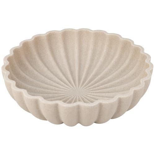 L'ARL GMVOI Large Decorative Bowl - Modern Handicraft Bowls for Home Decor - Fruit Bowl for Kitchen Counter - Key Bowl for Entryway Table - Ruffle Centerpiece Bowl Decor,Artificial Stone Beige | Amazon (US)