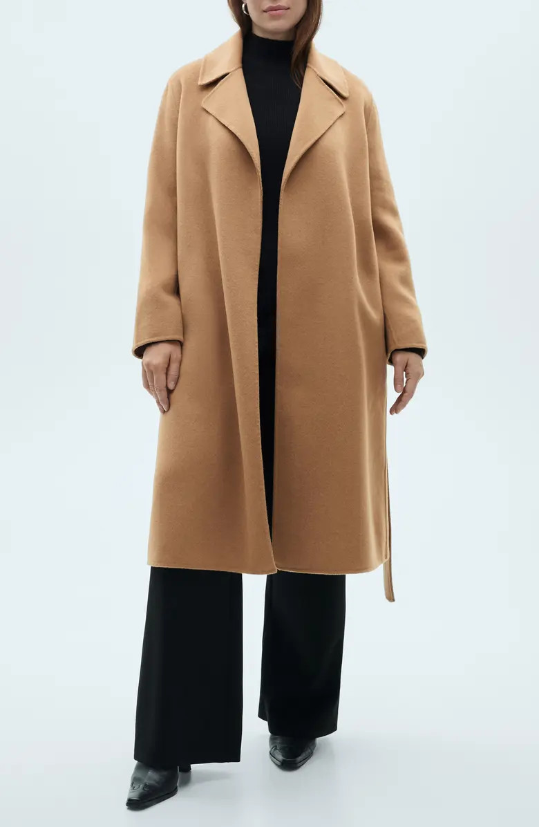 MANGO Belted Handmade Wool Blend Coat | Nordstrom | Nordstrom