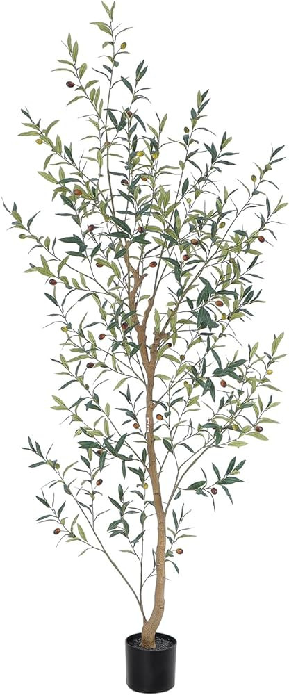 Nafresh Tall Natural Style Faux Olive Tree，7Ft(84”) Realistic Potted Silk Artificial Olive Tr... | Amazon (US)