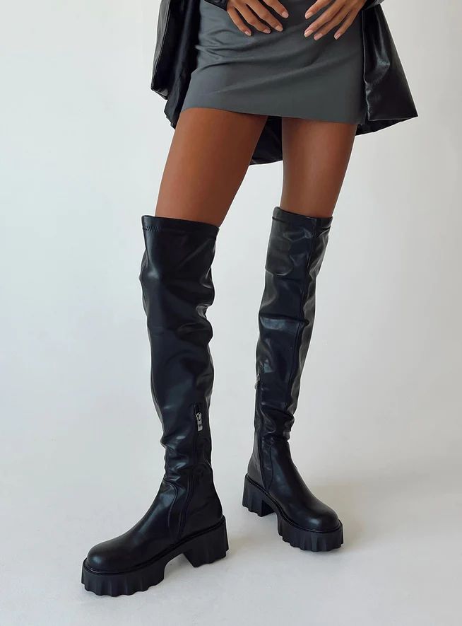 Costello Over the Knee Boots Black | Princess Polly US