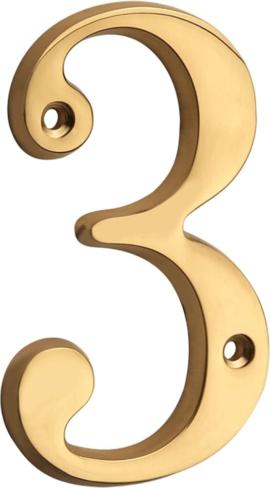HASWARE House Number Sign 4 inch (10 cm) Polished Brass Finish Stylish Curvy Modern Door Numbers ... | Amazon (US)