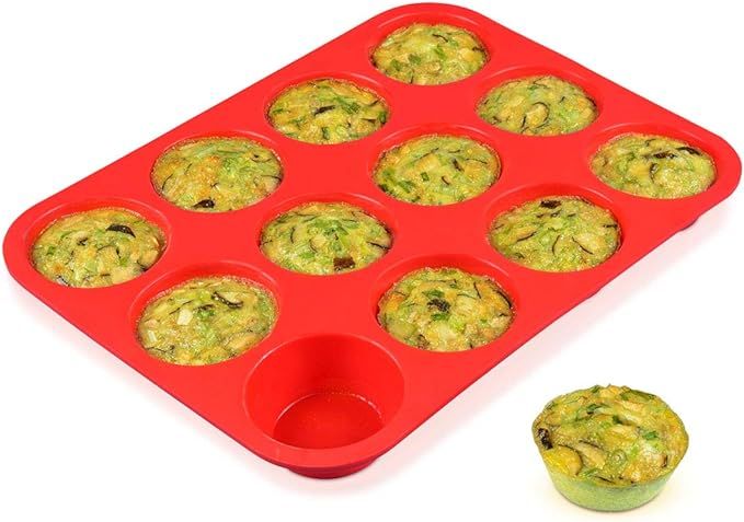 12 Cups Silicone Muffin Pan - Nonstick BPA Free Cupcake Pan 1 Pack Regular Size Silicone Mold | Amazon (US)