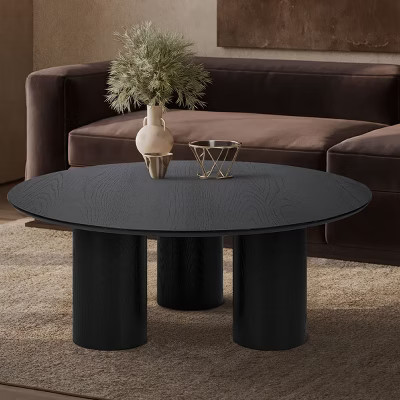 40"Black Drum Coffee Table, Wood Coffee Table,Round Coffee Table,Cocktail Table,Center Table For Living Room,Coffee Table End Tables-Cuddlewood | Target
