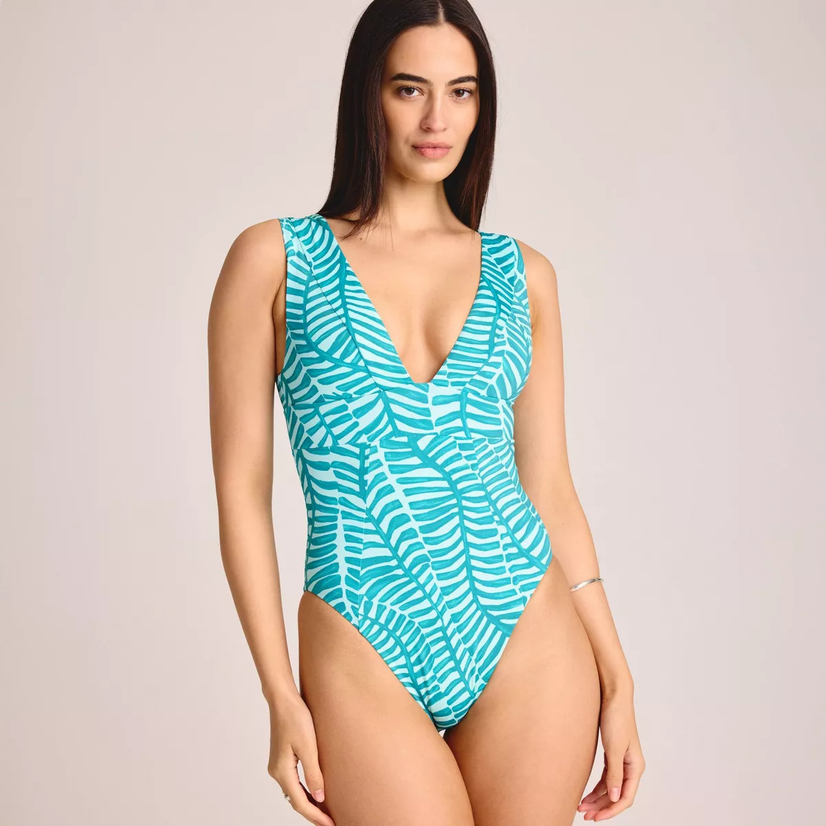 Vitamin A Women's Plunge Full Coverage One Piece Swimsuit - Jade Print | Target