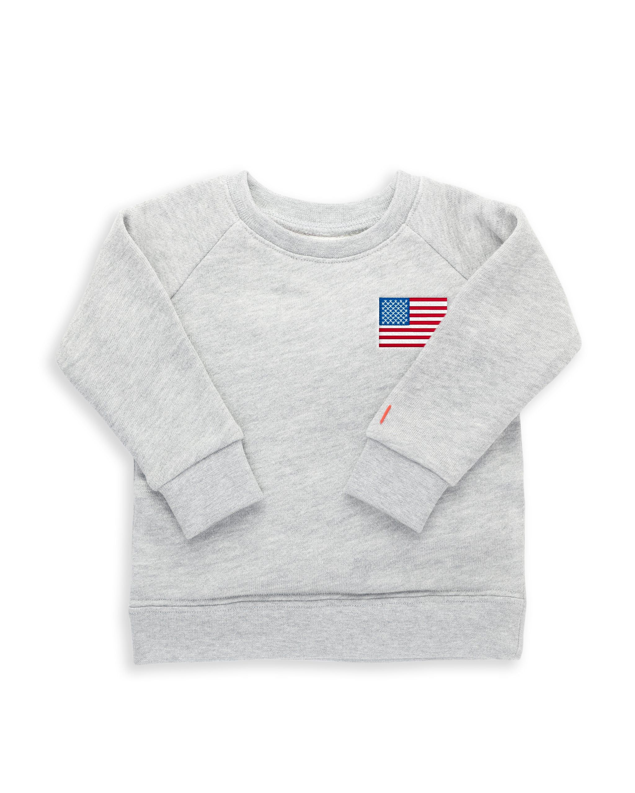 The Organic Embroidered Pullover Sweatshirt [Heather Grey Flag] | 1212