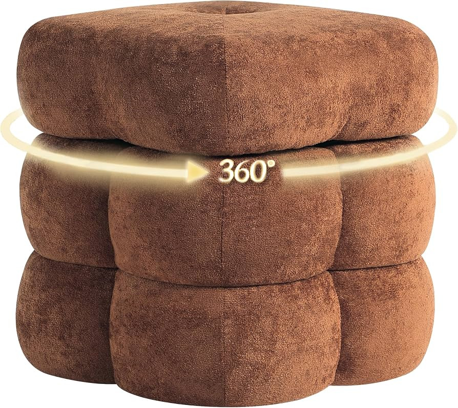 Get Set Style 360\u00b0 Swivel Flower Ottoman, Linen Vanity Stool Footrest with 300LBS Capacity, ... | Amazon (US)