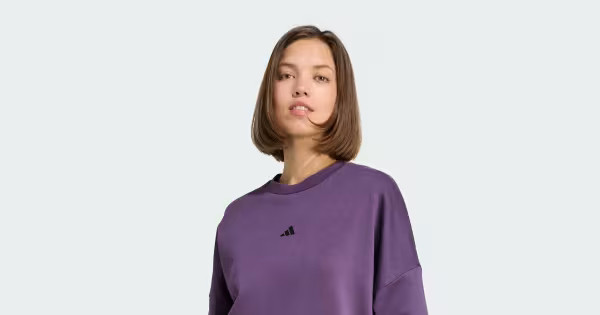 adidas Essentials Small Logo Feelcozy Sweatshirt - Purple | Free Shipping with adiClub | adidas U... | adidas (US)