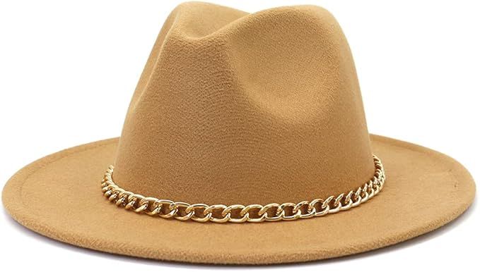 HUDANHUWEI Fedora for Women Chain Fedora hat | Amazon (US)