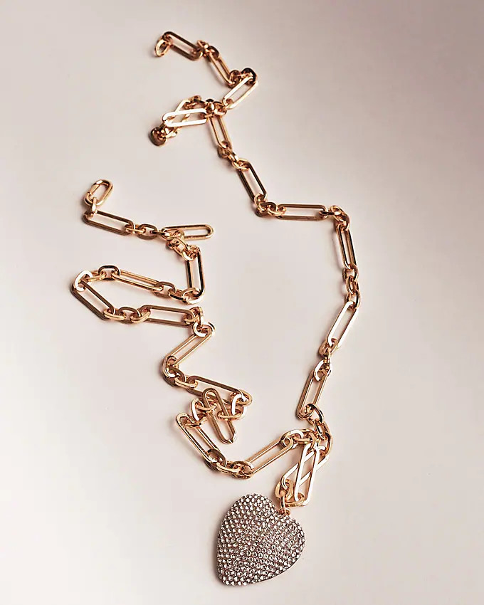 Pavé heart charm necklace | J. Crew US