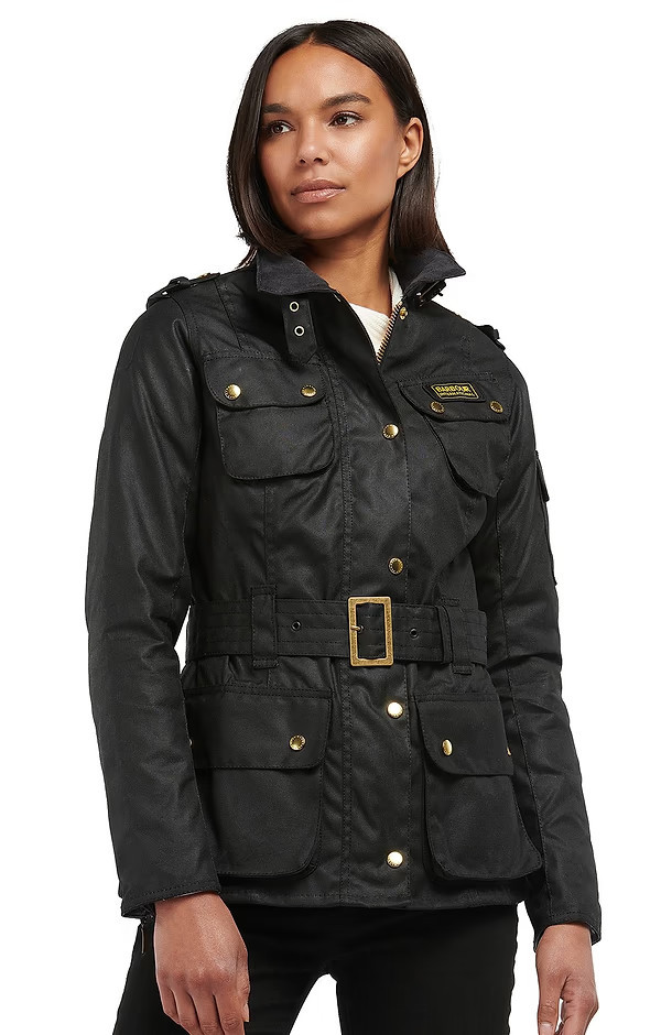 Ladies Barbour International Waxed Jacket - Black | The House of Bruar