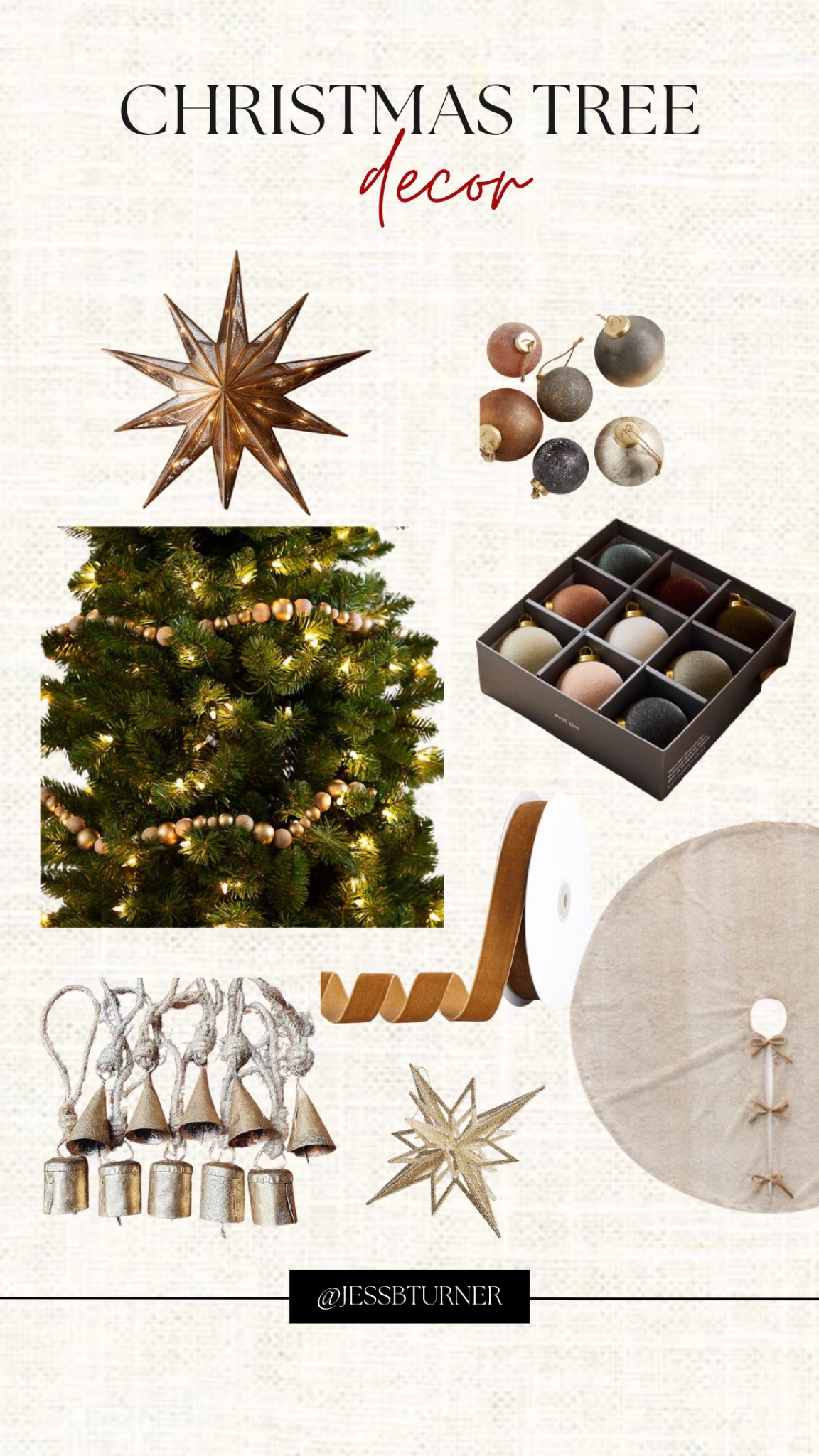 Christmas tree decor, Christmas, bells, tree skirt, tree topper, textured ornaments, brown ornaments, velvet ornaments, star ornaments, ribbon, brown ribbon

#LTKHoliday #LTKparties #LTKhome