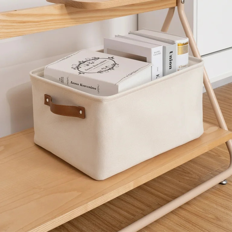 Mainstays Natural Canvas Storage Basket with Handles - Walmart.com | Walmart (US)