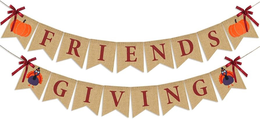 Friendsgiving Banner Burlap | Thanksgiving Decorations | Thanks Giving Burlap Banner | Rustic Fri... | Amazon (US)