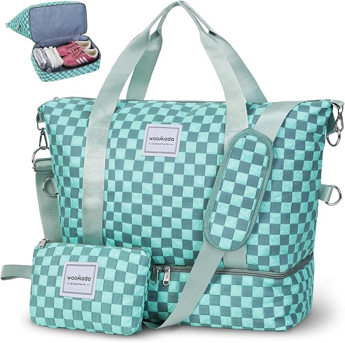 WOOMADA Weekender Bag for Women, Travel Duffel Bags with Shoe Compartment & Wet Pocket, Personal ... | Amazon (US)