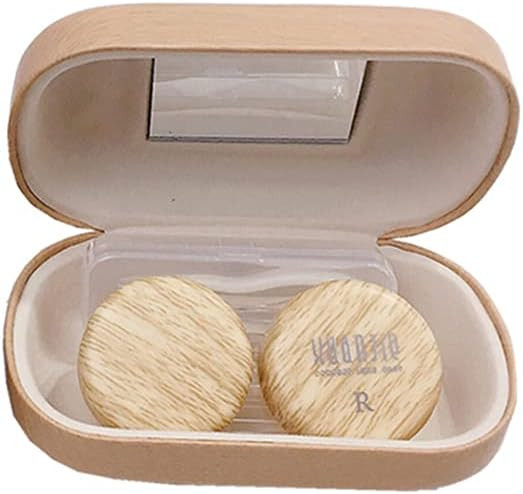 CARUNCOO Wood Grain Contact Lens Case Compact Eye Contact Case for Travelling Portable Contact Bo... | Amazon (US)