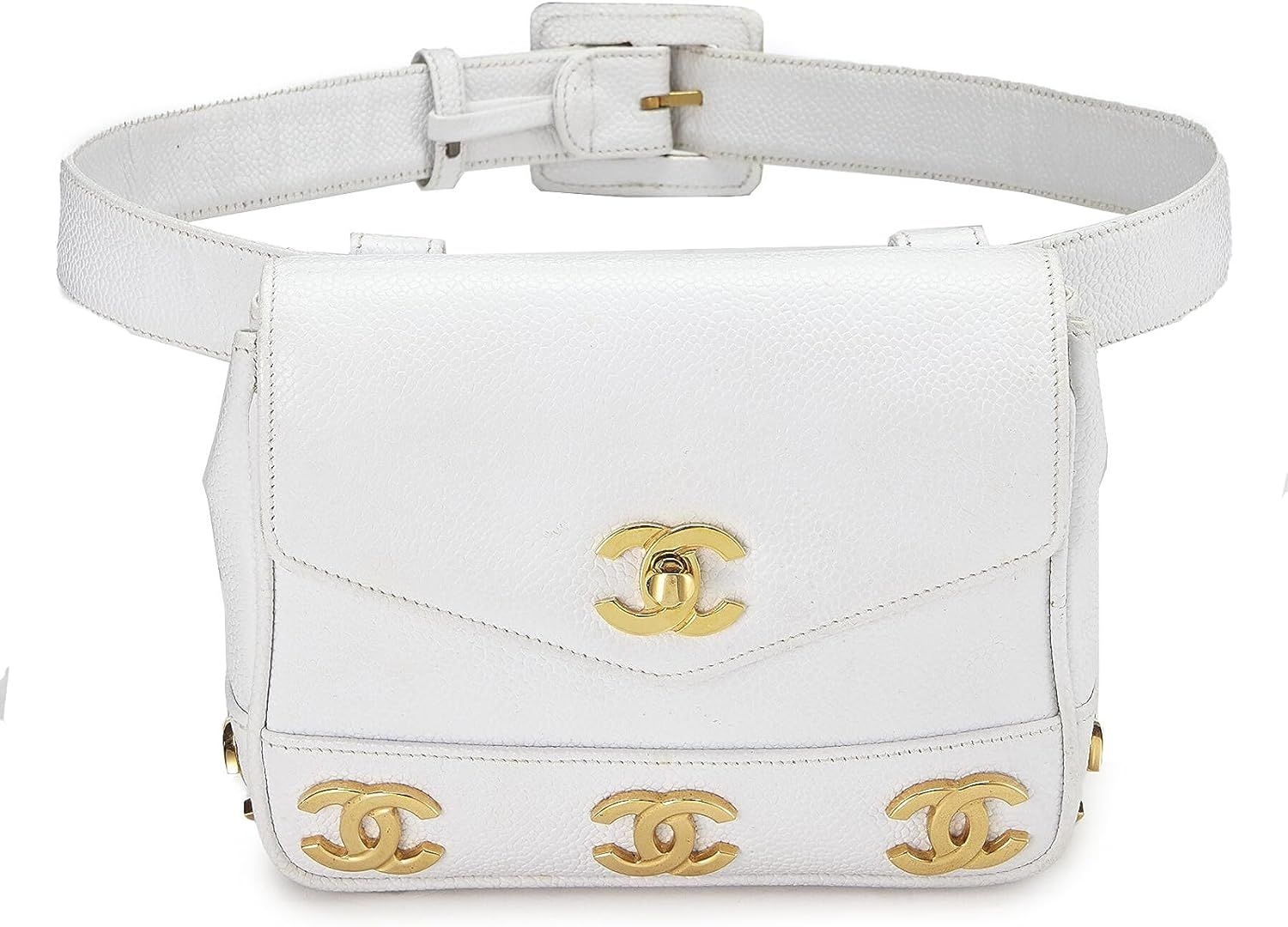 Amazon.com: Chanel, Pre-Loved White Caviar 3 'CC' Belt Bag, White : Luxury Stores | Amazon (US)