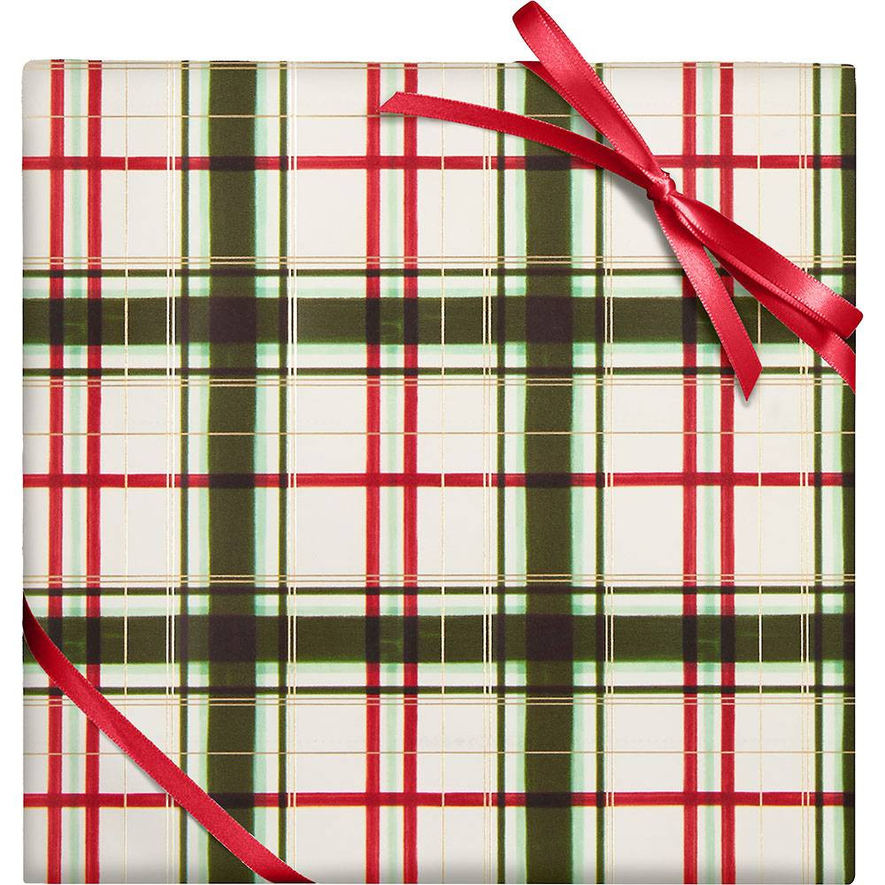 Holiday Painted Plaid Stone Wrapping Paper | Paper Source | Paper Source