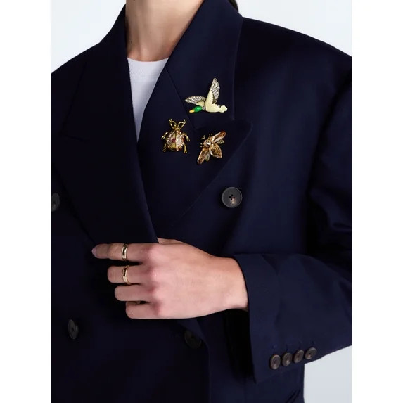 Free Assembly Women's and Women's Plus Embellished Wool Blend Boxy Blazer, Sizes XS-4X | Walmart (US)