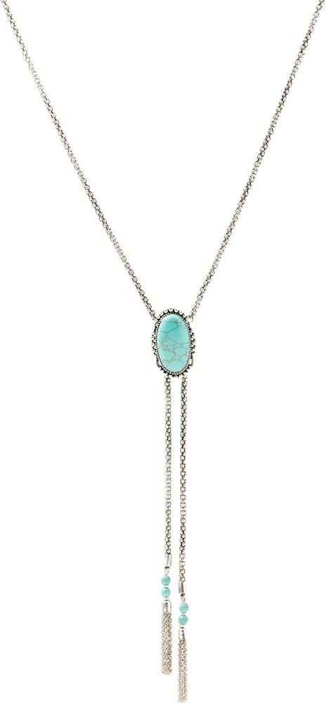 Shyanne Women's Turquoise Stone Bolo Necklace Silver One Size | Amazon (US)