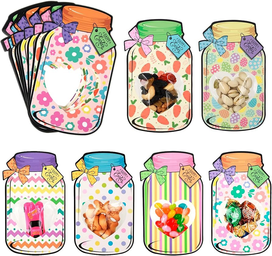 Amazon.com: Easter Cards for Kids - 48 Pack Mason Jar Happy Easter Cards with Treat Bags Bulk, Fu... | Amazon (US)