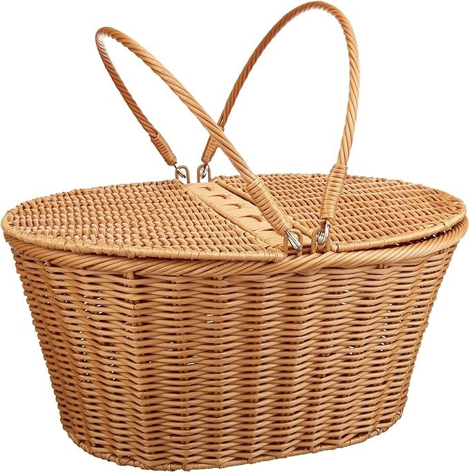 Kovot Poly-Wicker Picnic Basket | Measures 16" x 13.5" x 7.5" | for Picnics, Parties and BBQs | H... | Amazon (US)