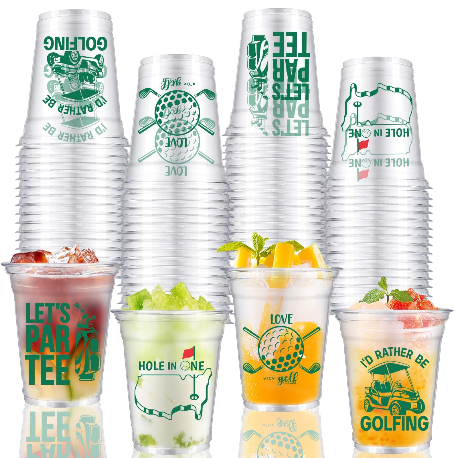 VDESFUEBY 50 Masters Golf Ball Party Cups, 12 oz Golf Party Decorations Disposable Clear Plastic ... | Amazon (US)