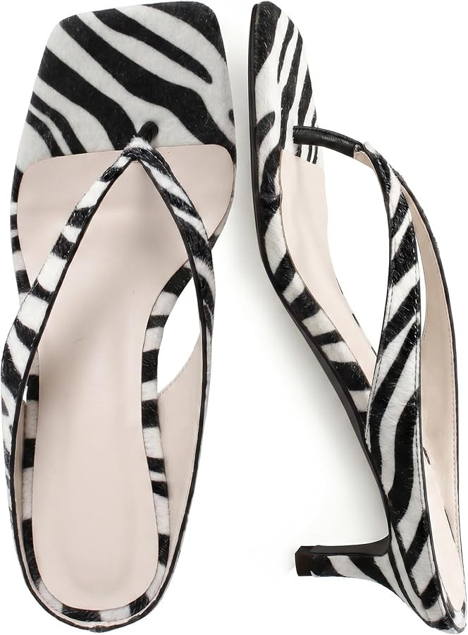 Kitten Heeled Sandals for Women Slip On Square Clip Toe Flip Flips | Amazon (US)