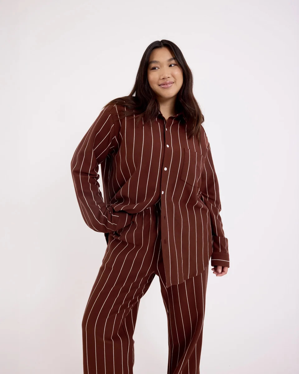 Long Sleeve Sleep Shirt - Mahogany | Hommey US