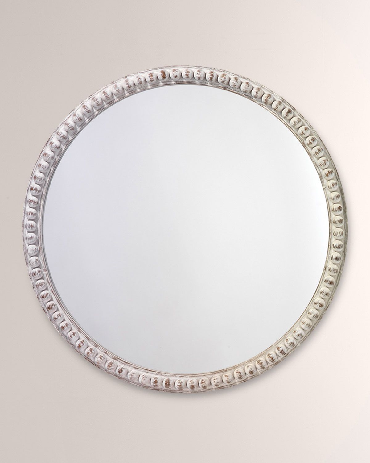 Audrey Beaded Mirror in White Wood | Horchow