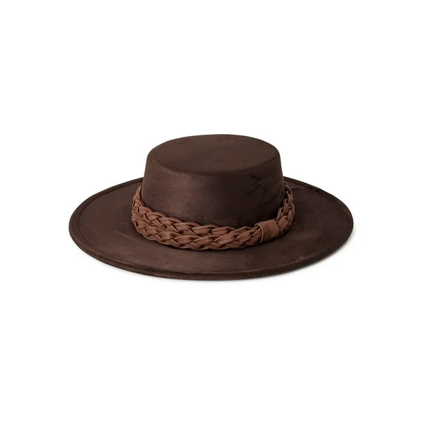 Time and Tru Boater Hat with Braided Trim - Walmart.com | Walmart (US)