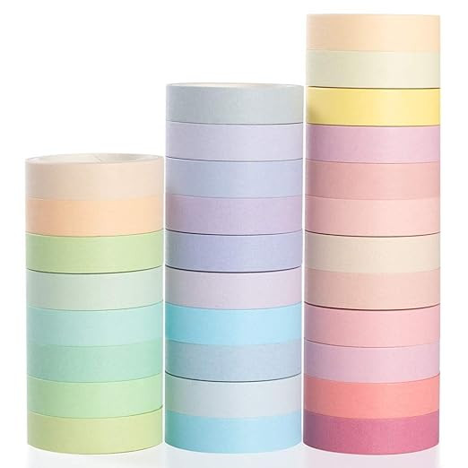 YUBBAEX Natural Color Washi Tape Set 30 Rolls Decorative Tapes for DIY Crafts, Journals, Planners... | Amazon (US)