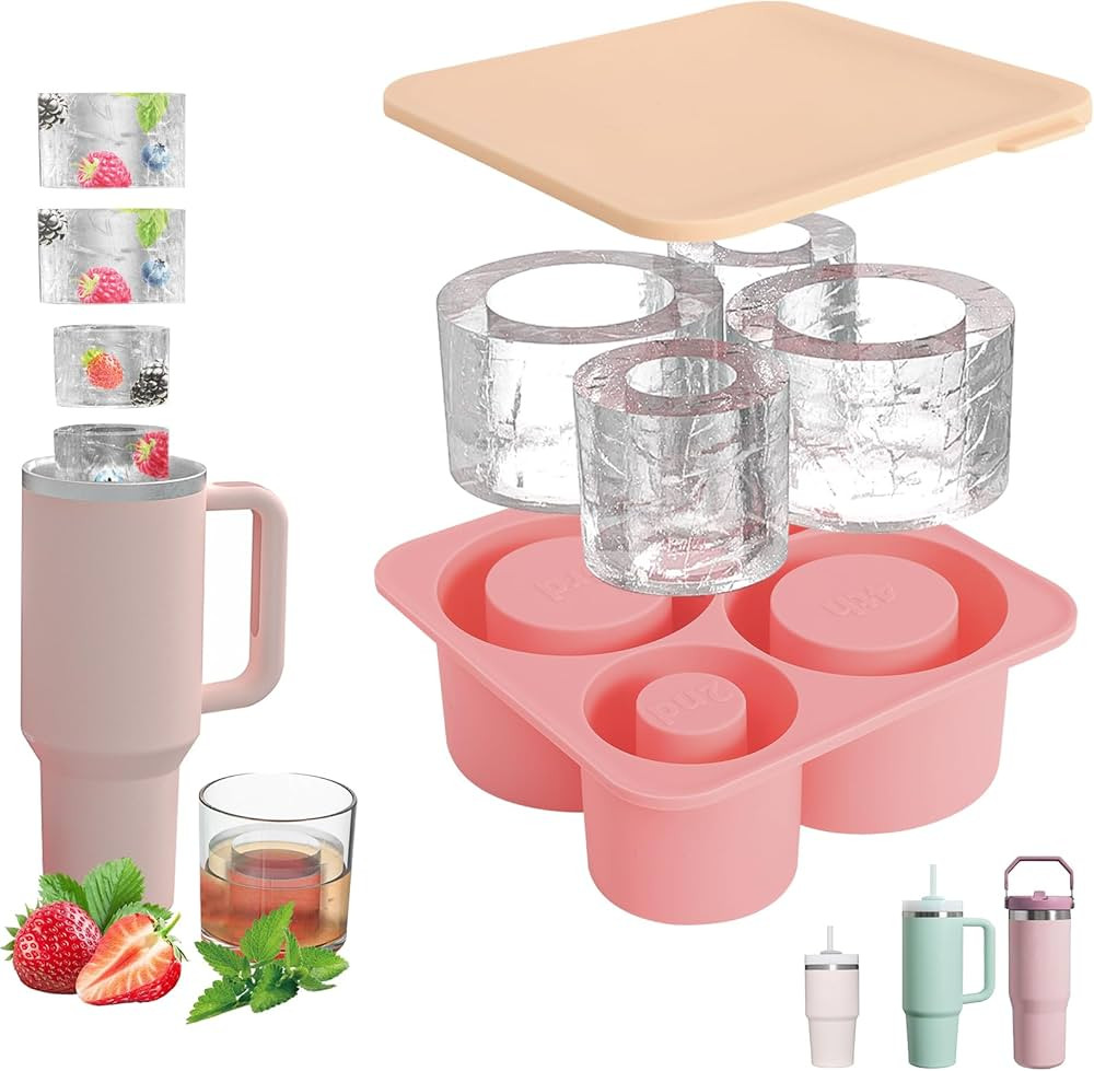 Ice Cube Tray for Stanley 40 oz 30 oz 20 oz 14 oz Tumbler Cup, 4 Pcs Silicone Ice Cube Molds With... | Amazon (US)