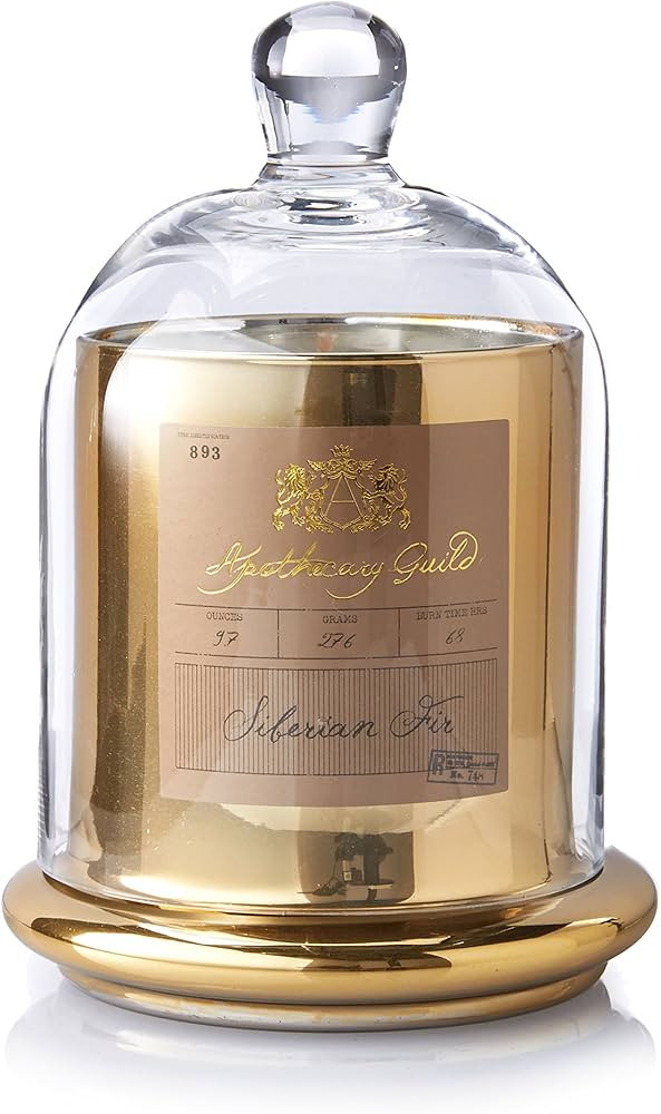 Zodax Apothecary Guild Scented Candle Jar w/Glass Dome Medium Gold Siberian Fir | Amazon (US)