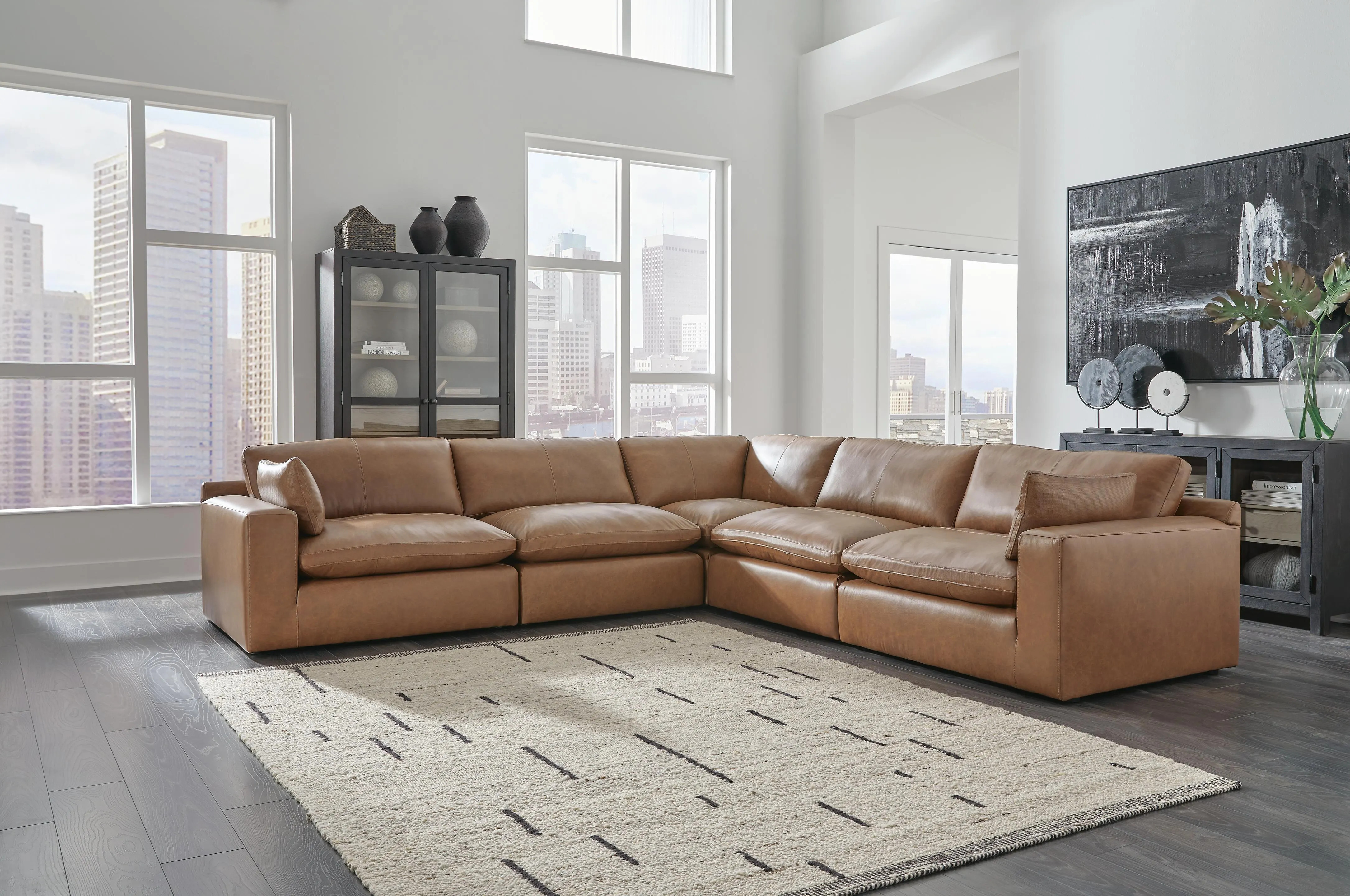 Emilia 5-Piece Leather Modular Sectional | Ashley