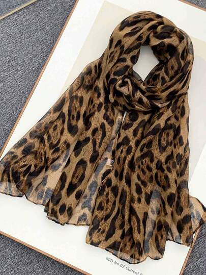 1pc Vintage Zebra & Leopard Print Scarf Shawl | SHEIN