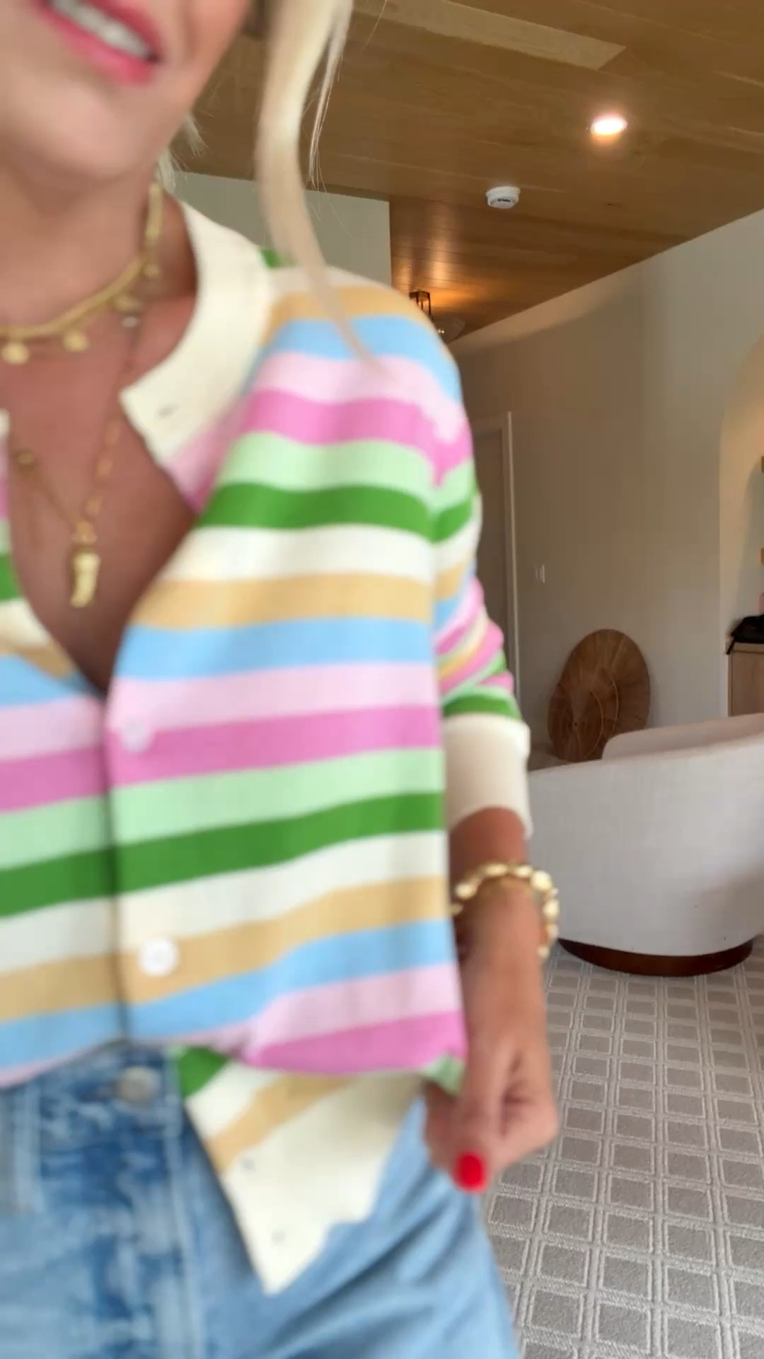 This color is sold out but there are so many others in stock and I love the fit of this cardigan! Wearing a Large!