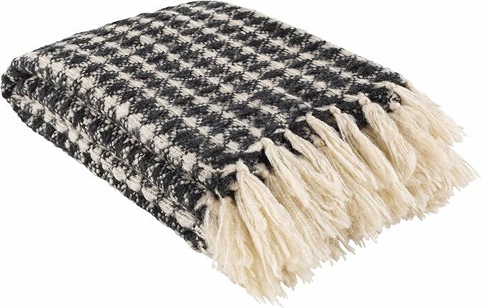 Bateman Boho Throw Blanket with Tassel for Couch, Bed - Decorative Throw - 50" x 60" - Black, Bei... | Amazon (US)