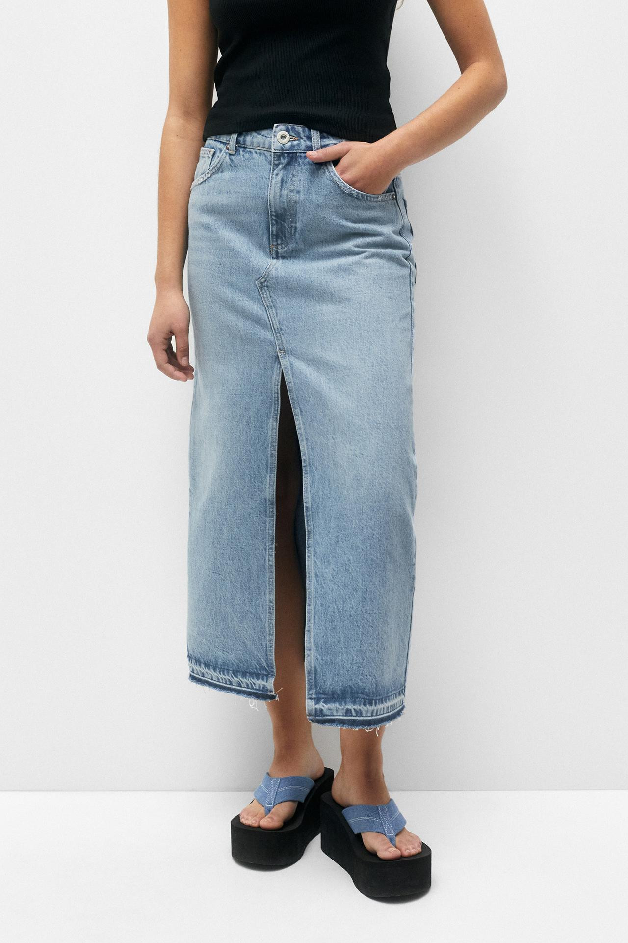 Jupe longue en jean | PULL and BEAR FR