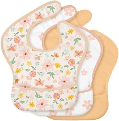 3-Pack Waterproof Baby Bibs for Eating - Mess Proof Lightweight Toddler Feeding Bibs with Large F... | Amazon (US)