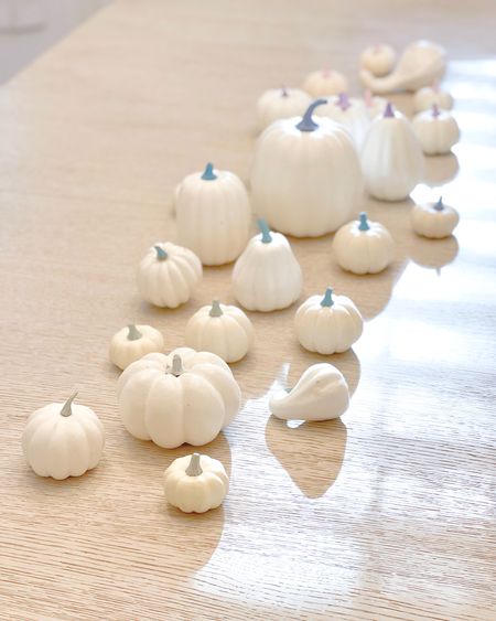 White Craft Faux Pumpkins with some acrylic paint on the stems for a Fall Halloween Pastel & White Table 

#LTKhome #LTKHalloween #LTKunder50